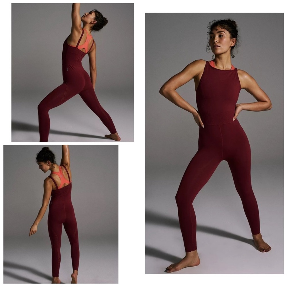 Free People Good Karma High Neck Onesie in Black Cherry Size M/L